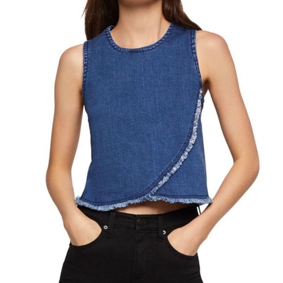 BCBG Frayed Edge Denim Tank Top - Picture 3 of 8